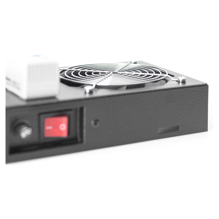 Digitus Unidad de Ventilador de Techo para Armarios Murales de 483 mm (19"), Incluye 2 Ventiladores Integrados, 276 m3/h, Acero Inoxidable, Negro