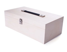 Innspiro Caja de madera para pinturas de contrachapado de chopo con asa y separadores 38x20x12cm
