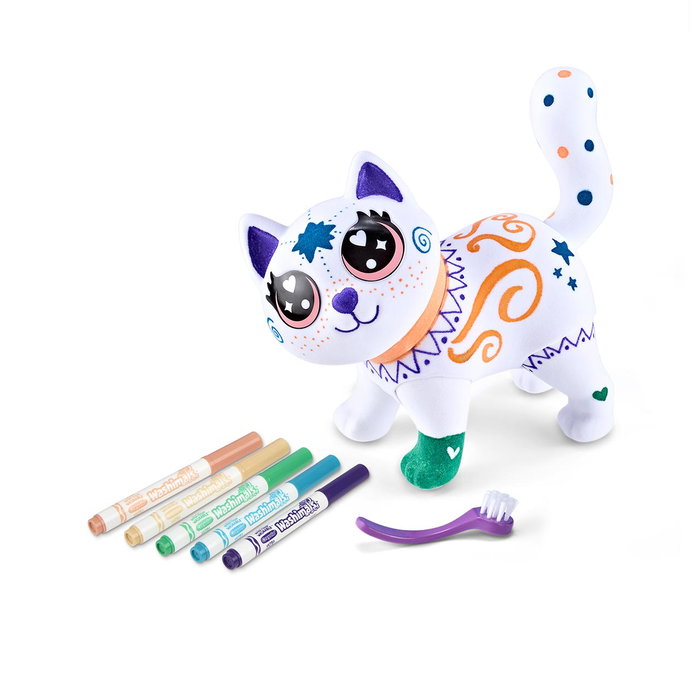 Crayola Washimals Jumbo Pets La Gran Gata Jenny 74-7518 - Muñeca para colorear y lavar con rotuladores y cepillo, tamaño gigante 15 cm