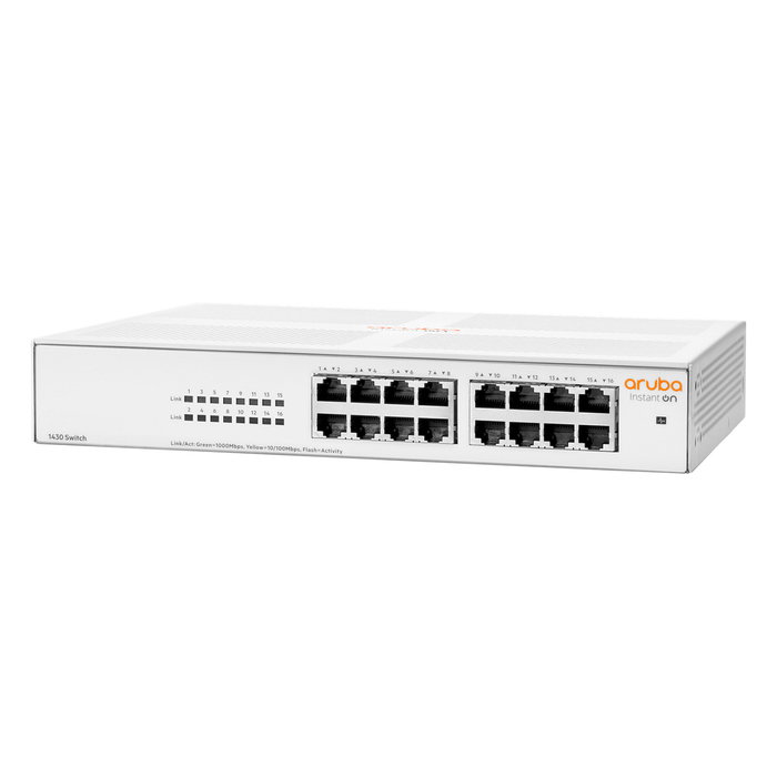 HPE Aruba Instant On 1430 16G Switch de 16 Puertos Gigabit No Administrado L2, Montaje en Rack 1U, Blanco