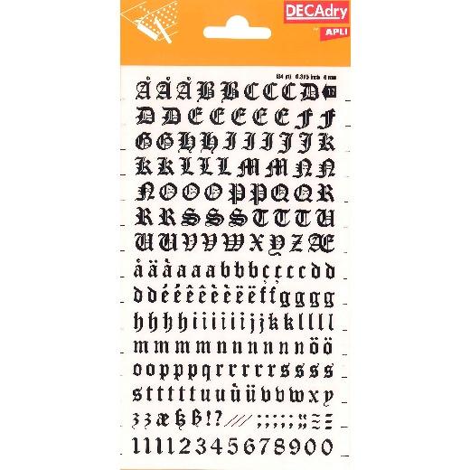 Apli Letras y Números Transferibles 8 mm 199 Caracteres Negro Apli Letras y Números Transferibles 8 mm 199 Caracteres Negro