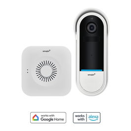 NetAtmo OVD-01-EU Videotimbre Inalámbrico Exterior con Cámara 5 MP, Visión Nocturna, WiFi, Funciona con Alexa y Google Asistente, Blanco, Batería Incluida