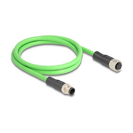 DeLOCK Cable M12 codificado D 4 pin macho a hembra PUR (TPU) 1 m