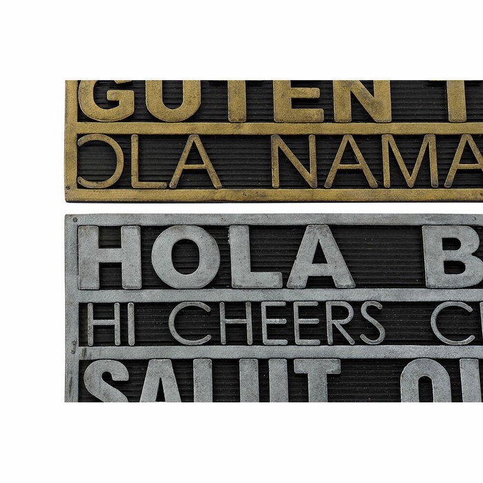 DKD Home Decor Felpudo de Goma HOLA Surtido de 2 Unidades 75x45x0,5 cm