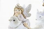 DKD Home Decor Decoracion Colgante Navidad Fantasia Blanco Dorado Resina 5 x 9 x 9 cm (6 Unidades)