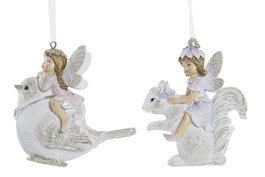 DKD Home Decor Decoracion Colgante Navidad Fantasia Blanco Dorado Resina 5 x 9 x 9 cm (6 Unidades)