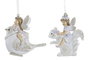 DKD Home Decor Decoracion Colgante Navidad Fantasia Blanco Dorado Resina 5 x 9 x 9 cm (6 Unidades)