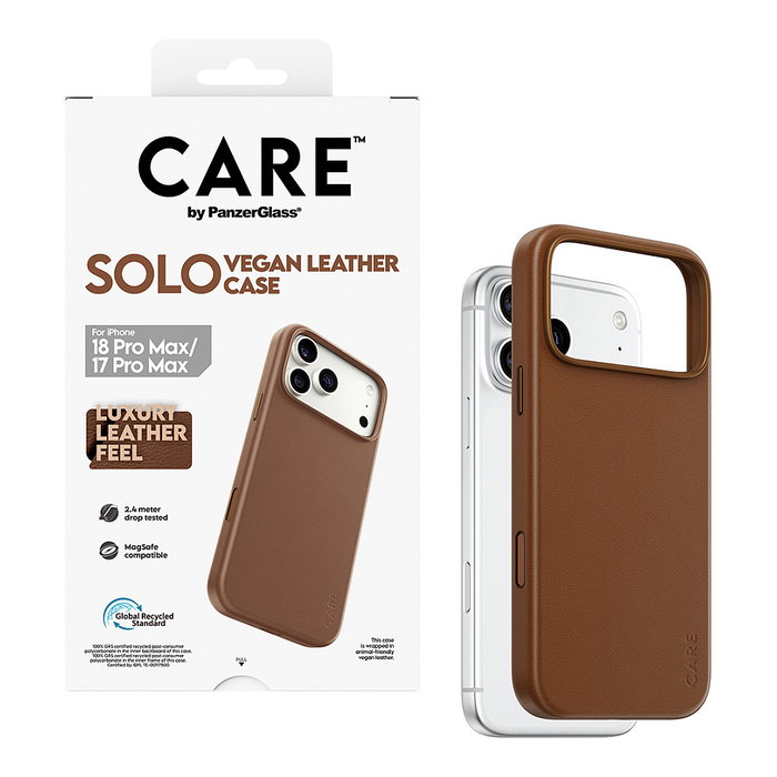 PanzerGlass CARE by PanzerGlass Solo Funda de Cuero Vegano con MagSafe para iPhone 17 Pro Max, Braun PanzerGlass CARE by PanzerGlass Solo Funda de Cuero Vegano con MagSafe para iPhone 17 Pro Max, Braun