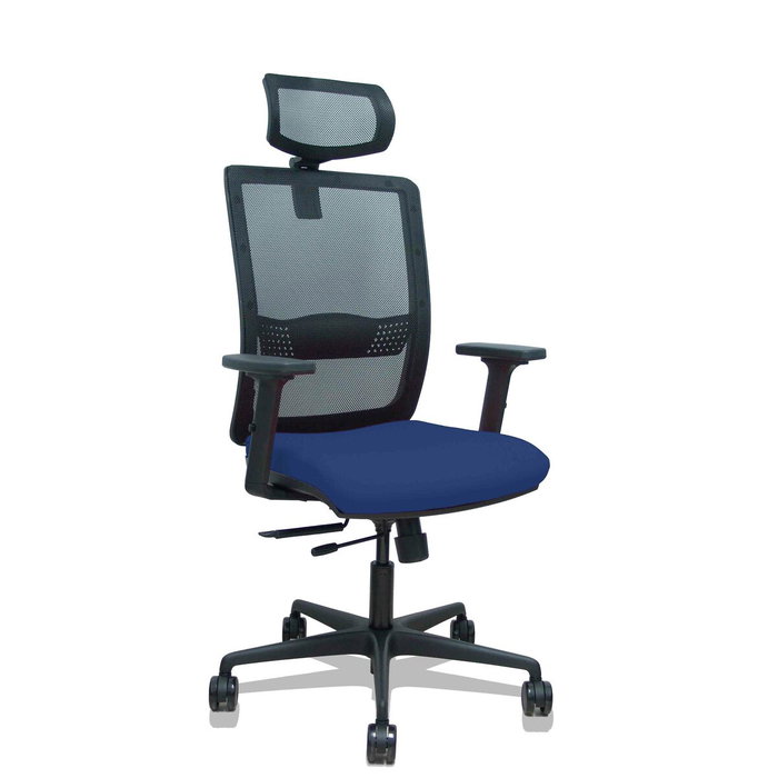 PIQUERAS Y CRESPO Silla Haches con Mecanismo Sincro/Traslack, Asiento Azul Marino y Malla Negra