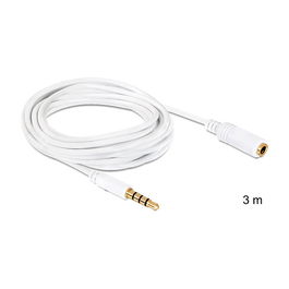 DeLOCK Adaptador de Audio, Cable Jack 6.35mm Macho a 3.5mm Hembra, 3m, Blanco