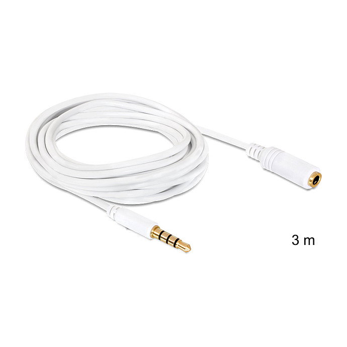 DeLOCK Cable de audio de 3 m con conector 6,35 mm macho y 3,5 mm hembra