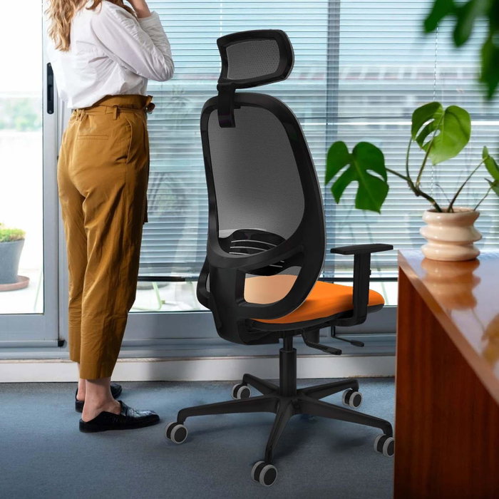 PIQUERAS Y CRESPO Silla de oficina Cilanco Naranja y Gris con mecanismo Sincro/Traslack