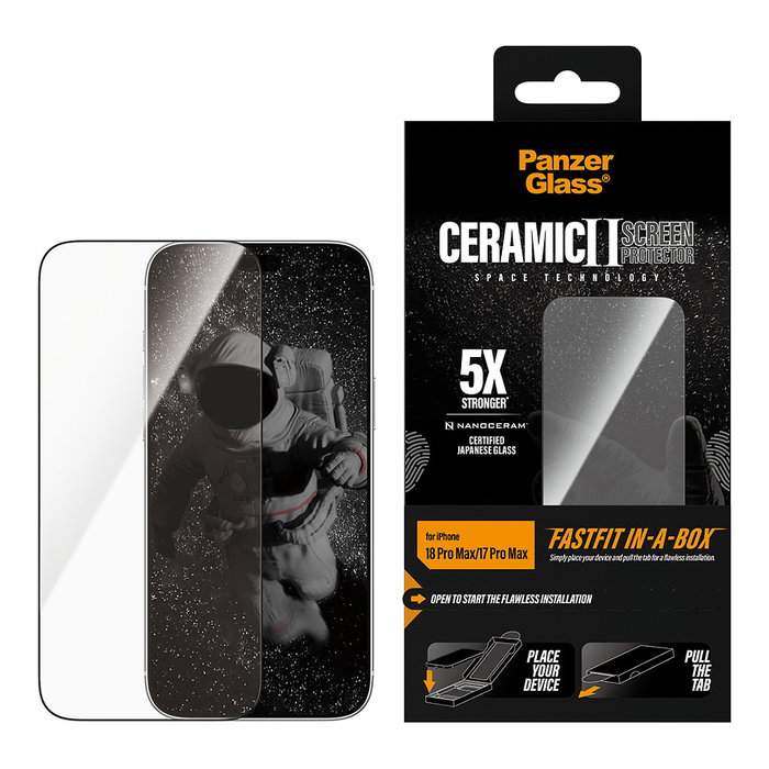 PanzerGlass Protector de Pantalla Cerámico para iPhone 17 Pro Max y 18 Pro Max con FASTFIT IN-A-BOX