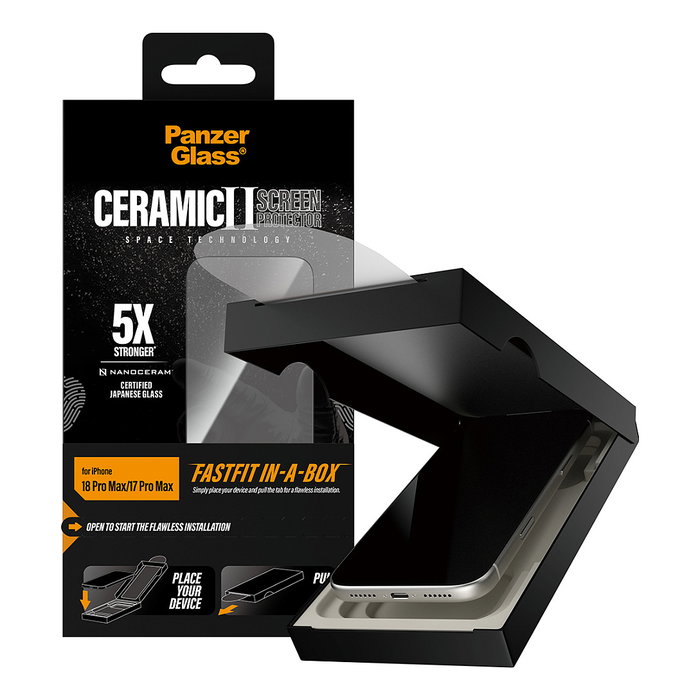 PanzerGlass Protector de Pantalla Cerámico para iPhone 17 Pro Max y 18 Pro Max con FASTFIT IN-A-BOX
