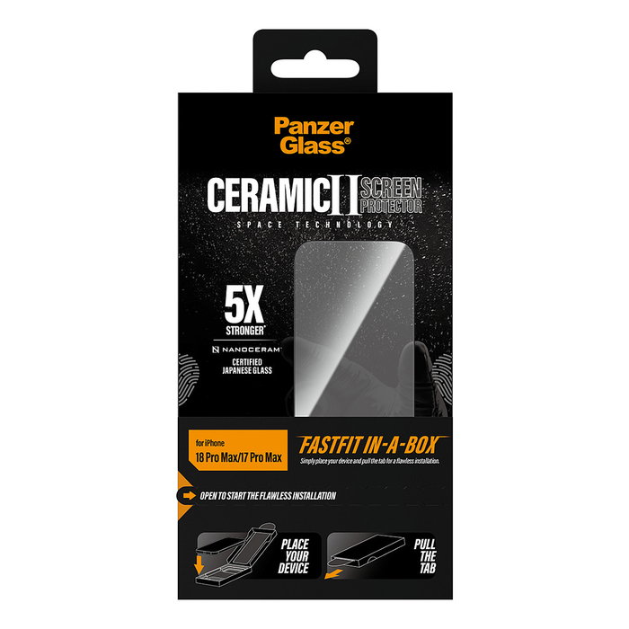 PanzerGlass Protector de Pantalla Cerámico para iPhone 17 Pro Max y 18 Pro Max con FASTFIT IN-A-BOX