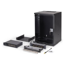Digitus Bastidor de Pared de Red 9HE 10 Pulgadas 460 mm Negro, Capacidad 60 kg, IP20, con Gestión de Cables y Puerta de Cristal