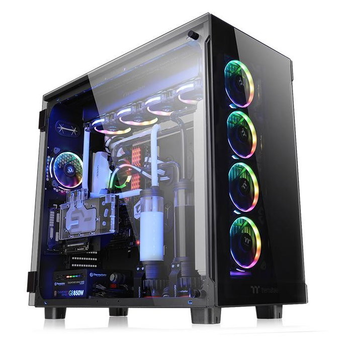 Thermaltake View 91 RGB Riing Tempered Glass Full Torre Negra Sin Fuente 4x USB 3.0 USB-C 4x 140mm Vidrio Templado Thermaltake View 91 RGB Riing Tempered Glass Full Torre Negra Sin Fuente 4x USB 3.0 USB-C 4x 140mm Vidrio Templado