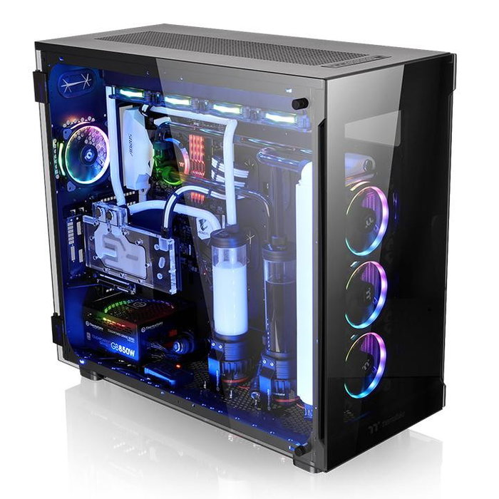 Thermaltake View 91 RGB Riing Tempered Glass Full Torre Negra Sin Fuente 4x USB 3.0 USB-C 4x 140mm Vidrio Templado Thermaltake View 91 RGB Riing Tempered Glass Full Torre Negra Sin Fuente 4x USB 3.0 USB-C 4x 140mm Vidrio Templado
