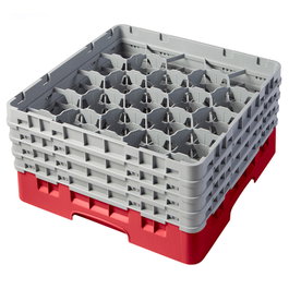 CAMBRO Cesta de lavado 20 comp. 4 alturas Rojo