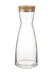 Bormioli Botella Ypsilon 1 L con Tapon Corcho, Botella de Cristal para Agua o Vino (Set de 6)