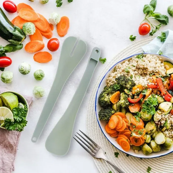 Fackelmann FAC1720223846550 Juego de 2 Ensaladeras con Cubiertos para Ensalada - 20.5 y 25 cm