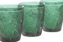 DKD Home Decor Set de 6 Vasos de Cristal Verde con Relieve de Hojas, 300ml