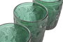 DKD Home Decor Set de 6 Vasos de Cristal Verde con Relieve de Hojas, 300ml