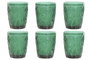 DKD Home Decor Set de 6 Vasos de Cristal Verde con Relieve de Hojas, 300ml