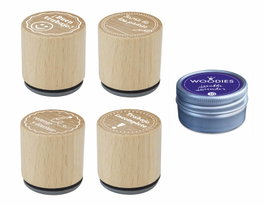 Innspiro Kit 4 Sellos Madera y 1 Tinta Azul Violeta Correcciones Motivar y Premiar
