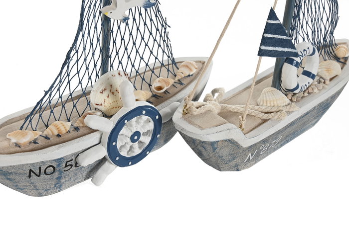 DKD Home Decor Decoración de Barco en Madera y Metal, 21x5x23,5 cm, Surtido de 2