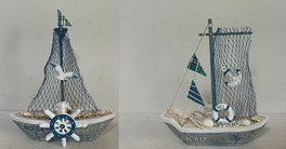 DKD Home Decor Decoración de Barco en Madera y Metal, 21x5x23,5 cm, Surtido de 2