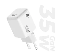 Subblim SUBCHG-6G3510 Cargador USB-C GaN 35W PD 3.0 PPS Carga Rápida Compacto Universal 100-240V Blanco para Viaje