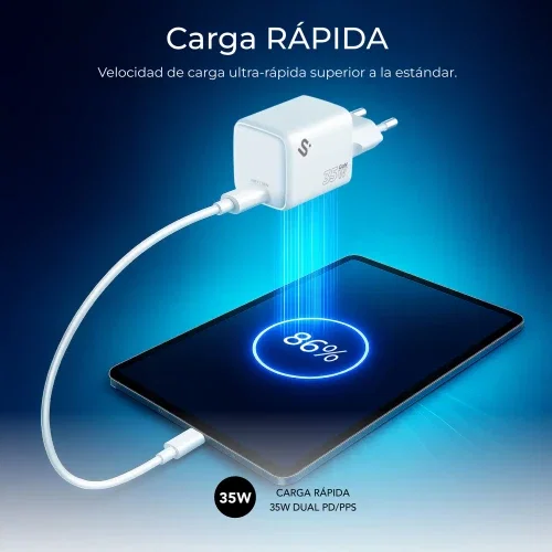 Subblim Cargador GaN 35W USB-C Blanco SUBCHG-6G3510 Subblim Cargador GaN 35W USB-C Blanco SUBCHG-6G3510