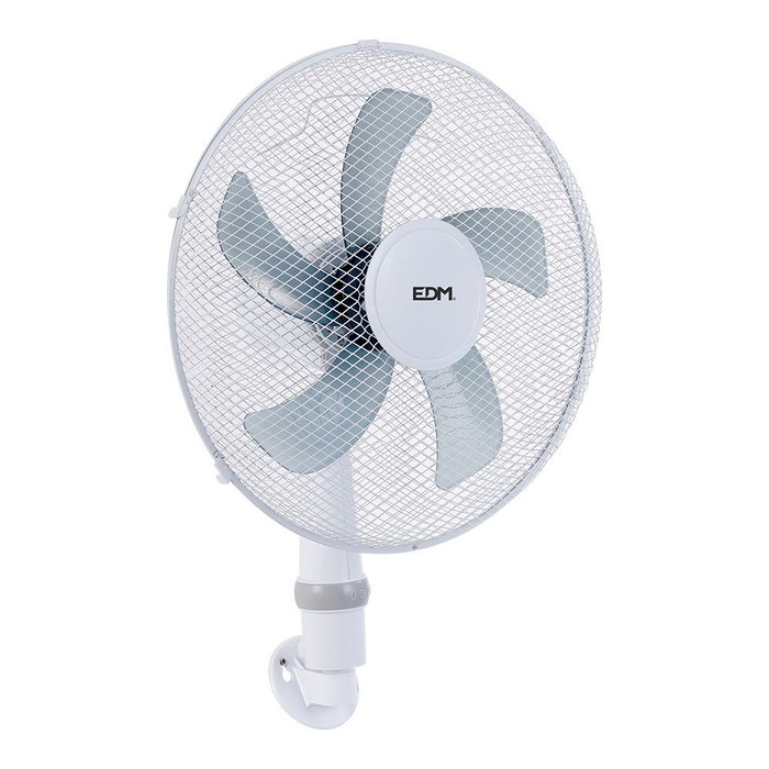 Edm - Ventilador 3 en 1 de Pie, Pared y Sobremesa, Ø40 cm, 45 W, 3 Velocidades, 3000 m³/h, Oscilante, Altura Ajustable 107-133 cm, Color Blanco