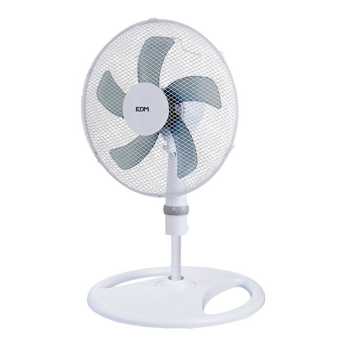 Edm - Ventilador 3 en 1 de Pie, Pared y Sobremesa, Ø40 cm, 45 W, 3 Velocidades, 3000 m³/h, Oscilante, Altura Ajustable 107-133 cm, Color Blanco