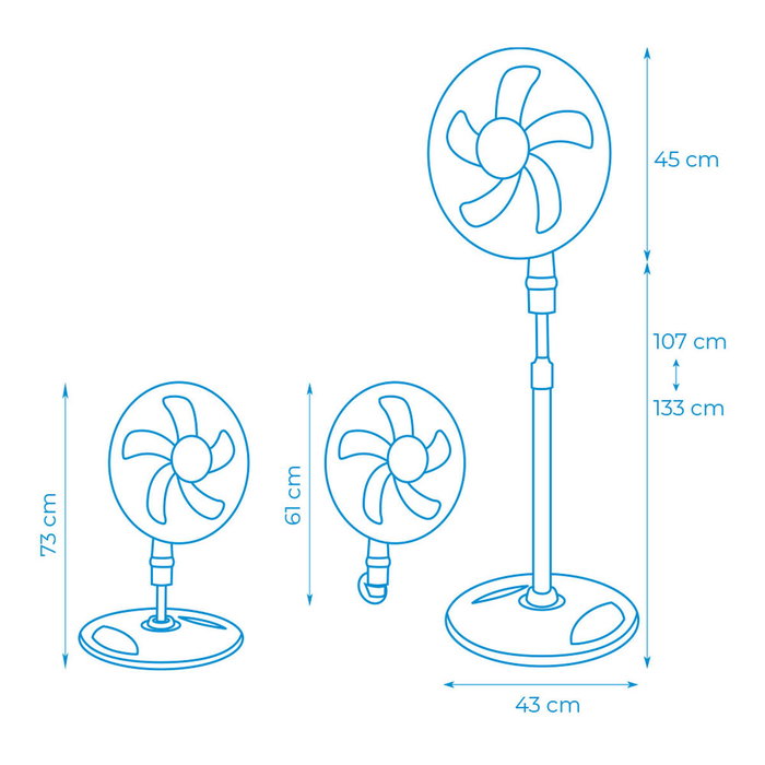 Edm Ventilador 3 en 1 Blanco 45 W con Aspas de 40 cm