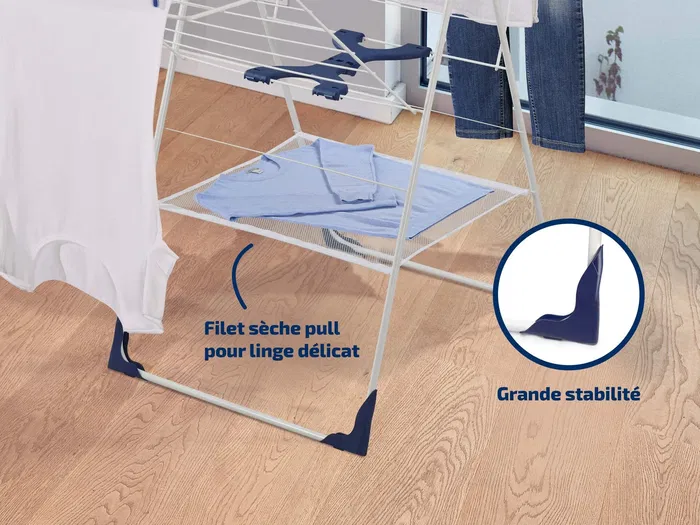 Leifheit Secadora de Pie Classic 250 Flex 81409 Blanco Red de Lavandería 25m Fácil Apertura Cierre