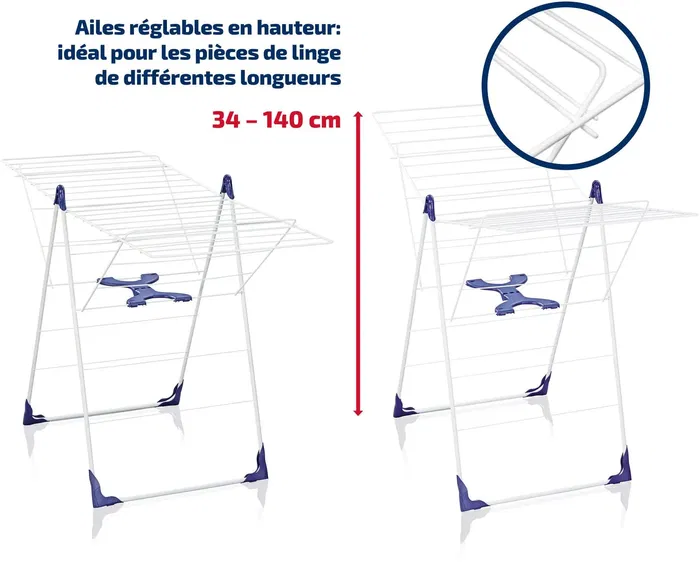 Leifheit Secadora de Pie Classic 250 Flex 81409 Blanco Red de Lavandería 25m Fácil Apertura Cierre