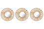 DKD Home Decor Set de 3 Espejos de Rafia y Cristal Natural 20x20 cm