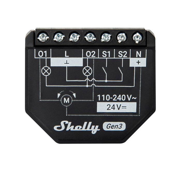 Shelly Relais 2PM Gen3 WLAN max. 16A 2 Canales Medición Empotrar