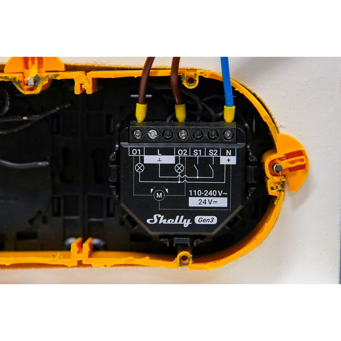 Shelly Relais 2PM Gen3 WLAN max. 16A 2 Canales Medición Empotrar