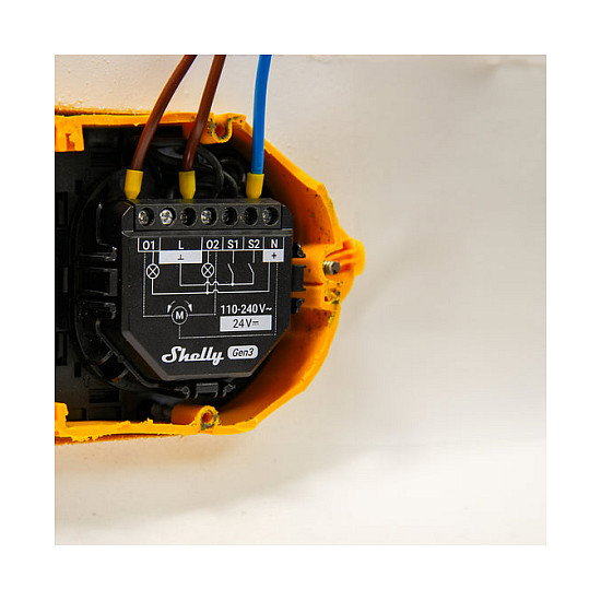 Shelly 2PM Gen3 Interruptor Inteligente WiFi 2 Polos para Montaje Empotrado, 16A 240V, Control Remoto por App, Bluetooth, Negro