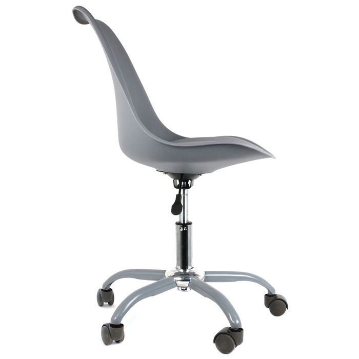 Home Deco Factory Silla Essentiel con Ruedas Gris Regulable en Altura Acolchada Soporta 110kg 46x58x92cm