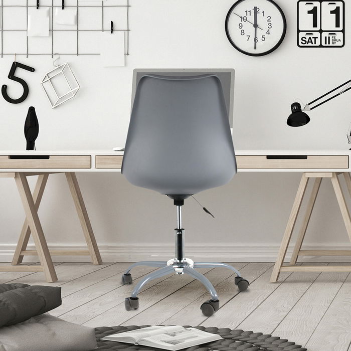 Home Deco Factory Silla Essentiel con Ruedas Gris Regulable en Altura Acolchada Soporta 110kg 46x58x92cm