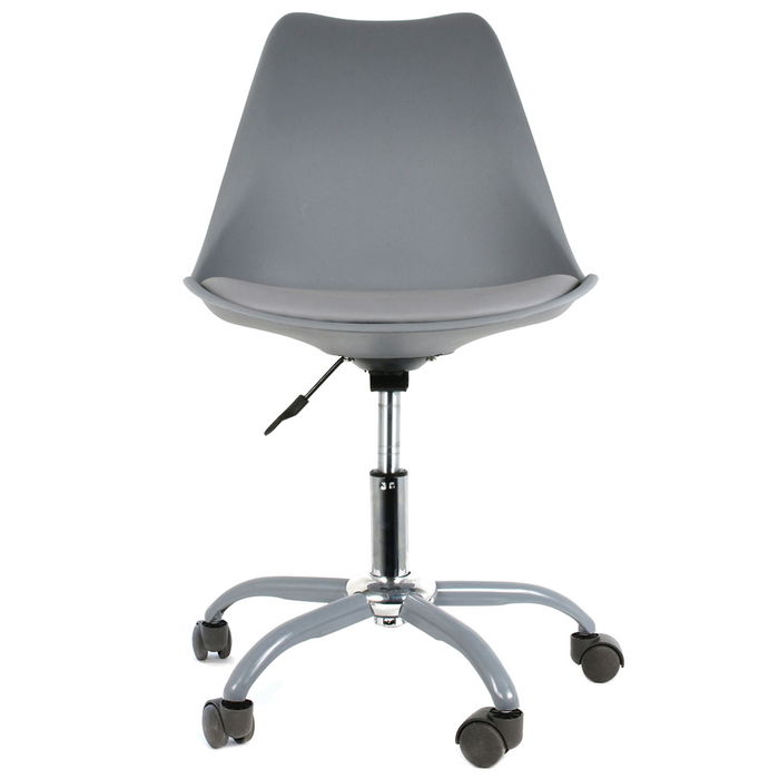 Home Deco Factory Silla Essentiel con Ruedas Gris Regulable en Altura Acolchada Soporta 110kg 46x58x92cm