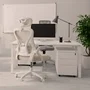 Drift DRAIR35 Silla Gaming/Ergonómica de Oficina con Respaldo de Malla, Ajustable en Altura e Inclinación 90°-120°, Color Blanco/Gris, Peso Máx. 120 kg