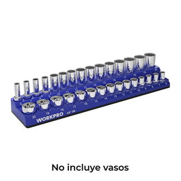 Workpro Organizador magnético vacío para vasos de 3/8 pulgadas estándar (6-20 mm) 373 x 88 x排列38 mm