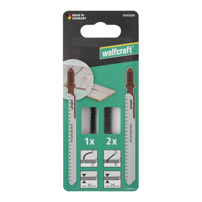 Wolfcraft Hojas de sierra de calar HCS con vástago en T para laminado, 3 piezas Wolfcraft Hojas de sierra de calar HCS con vástago en T para laminado, 3 piezas