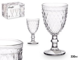Vivalto Copa Diamante Transparente Vidrio 330 ml 8.8 x 16 x 8.8 cm (Set de 24)