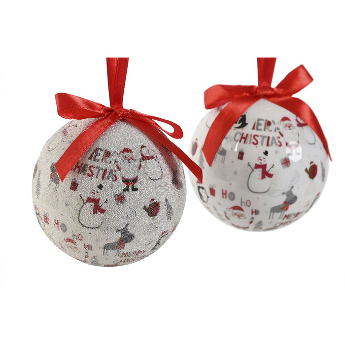 DKD Home Decor Set de 7 Bolas de Decoración Navideña Blanco y Rojo DKD Home Decor Set de 7 Bolas de Decoración Navideña Blanco y Rojo
